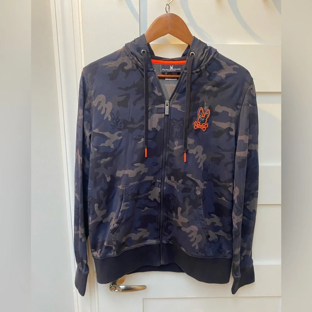 Psycho bunny blue camo unisex hoodie